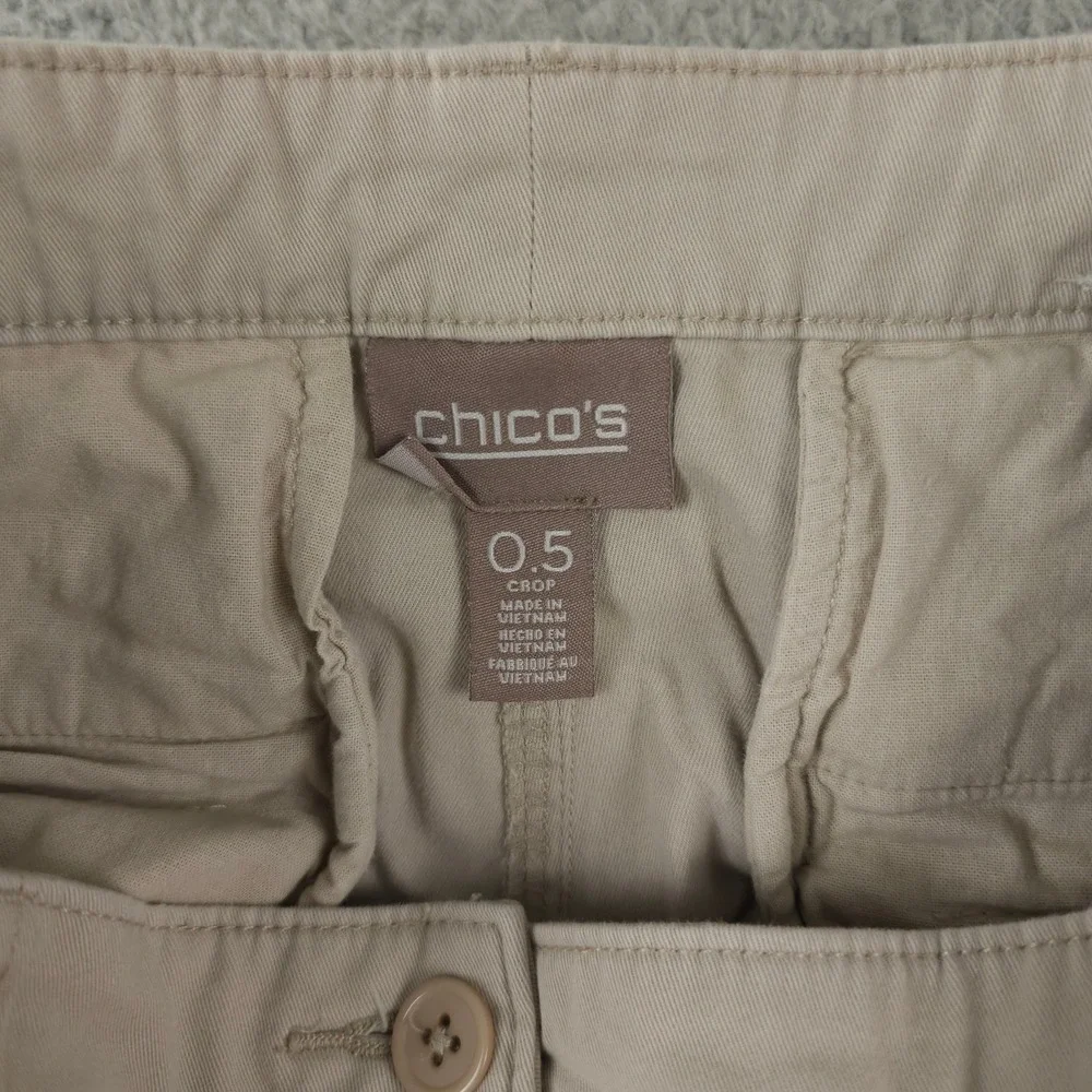 Chicos Pants Womens 0.5 US 6 Khaki Beige Chino Crop Lightweight Stretch Casual